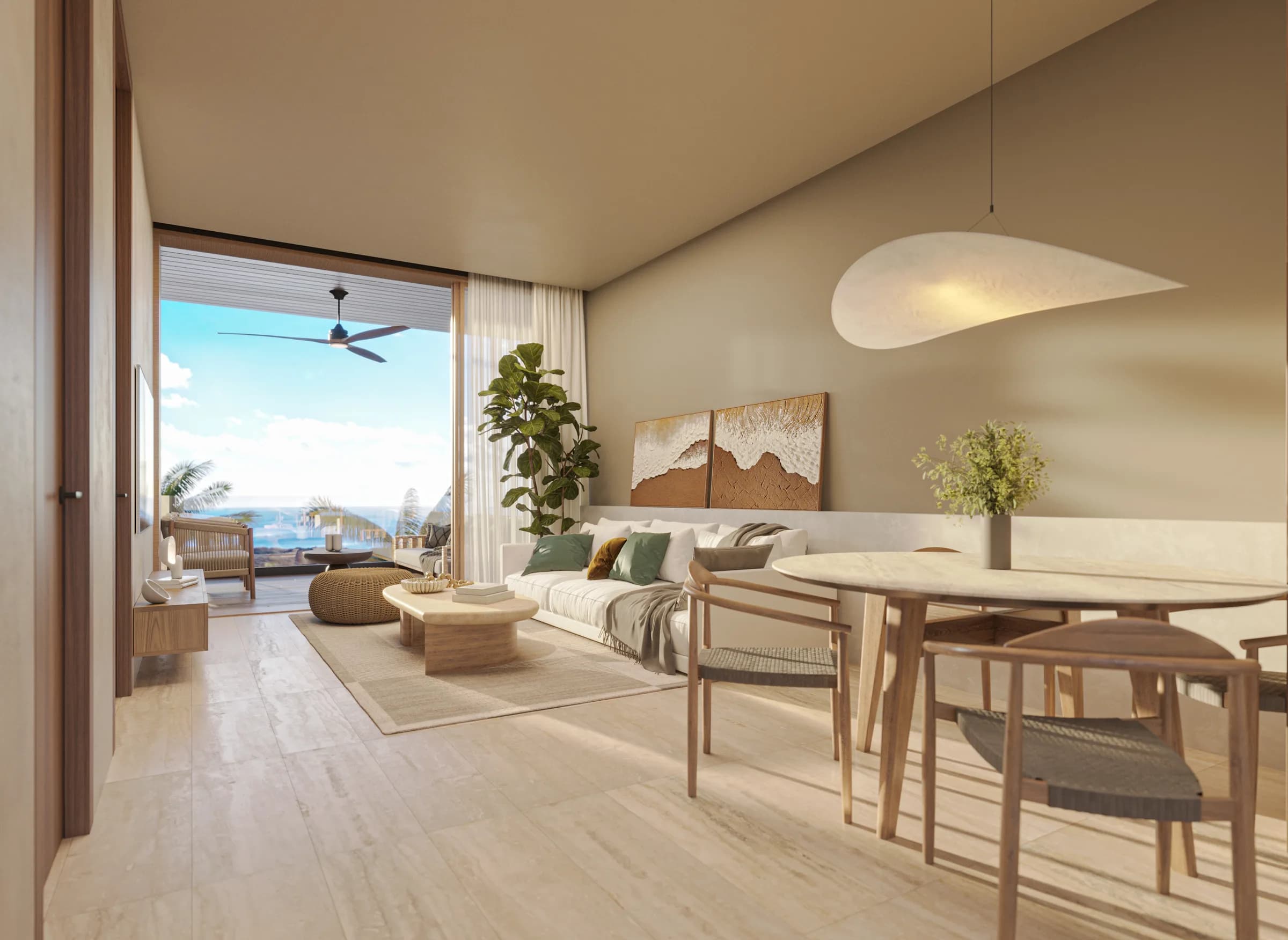 Sala de estar y comedor de un apartamento